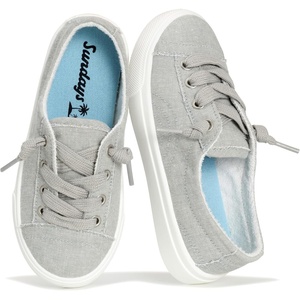 image:imageSundays Canvas Shoes for Kids  NonSlip amp Lightweight Boys amp Girls Shoes  Canvas Girls Sneakers with High Density Smart Foam Insole Girls Shoes  Lighhweight Kids Sneakers Girls FootwearLight Grey