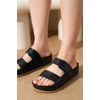image:imageProject Cloud 100 Genuine Leather Platform Sandals Women Summer WedgesBlackleather