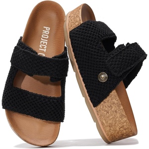 image:imageProject Cloud 100 Genuine Leather Platform Sandals Women Summer WedgesBlack Crochet