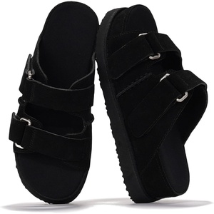 image:imageProject Cloud 100 Genuine Leather Platform Sandals amp Slides for Women  Memory Foam Insole Sandals  Adjustable Straps Non Slip Outsole WedgeBlack Suede