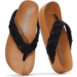 image:imageProject Cloud Womens Sandals  Comfortable Crochet Flip Flops for Women with Memory Foam Insole  Lightweight Fashion Sandals for Women 2025  Womens Flip Flops for Summer Hammock BLK 85