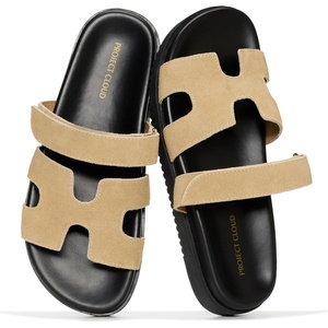 image:imageProject Cloud 100 Genuine Leather Sandals Women amp Slides for Women Mayvy  Plush Soft Insole Water Resistant Beach Footwear  Stylish Womens Slides Comfortable Women Sandals  NonSlip OutsoleBeige Suede
