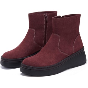 image:imageProject Cloud Genuine Leather Platform Ankle Boots For Women MIA  Wedge Booties For Women  Everyday Lightweight Platform Womens Booties  Fall Boots for WomenBurgundy Suede