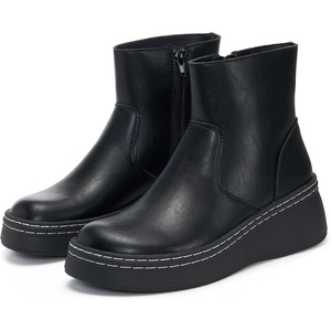 image:imageProject Cloud Genuine Leather Platform Ankle Boots For Women MIA  Wedge Booties For Women  Everyday Lightweight Platform Womens Booties  Fall Boots for WomenBlack