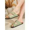 image:imageProject Cloud 100 Genuine Leather Footbed Sandals for Women SantoriniPistachio