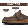 image:imageProject Cloud 100 Genuine Leather Moccasin Style Clogs for Women CarlineTaupe Suede With Gold