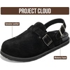 image:imageProject Cloud 100 Genuine Leather Slipons Footbed Clogs for Women SandalsBlack With Strap