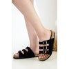image:imageProject Cloud 100 Genuine Leather Summer Slide Sandals for Women CapriBlack Suede