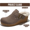 image:imageProject Cloud Genuine Leather Platform Clogs for Women  Womens MulesTaupe Suede  Fur Lining