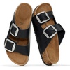 image:imageProject Cloud 100 Genuine Leather Footbed Sandals for Women SantoriniBlack Oiled Leather