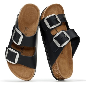 image:imageProject Cloud 100 Genuine Leather Footbed Sandals for Women SantoriniBlack Oiled Leather