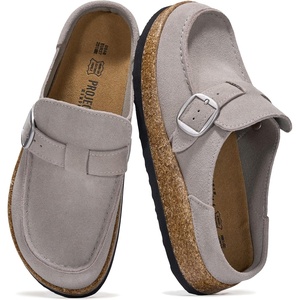 image:imageProject Cloud 100 Genuine Leather Moccasin Style Clogs for Women CarlineGrey Suede
