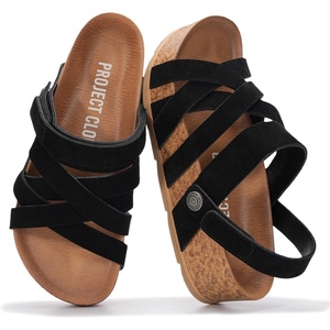 image:imageProject Cloud 100 Genuine Leather Platform Sandals Women PacificaBlack Suede