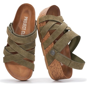 image:imageProject Cloud 100 Genuine Leather Platform Sandals Women PacificaOlive Suede