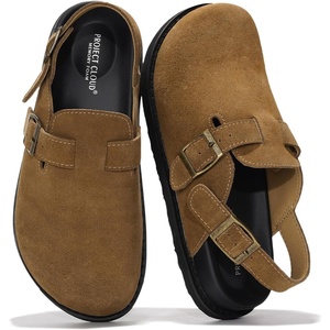 image:imageProject Cloud 100 Genuine Leather Slipons Footbed Clogs for Women SandalsChestnut With Strap