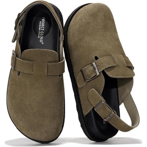 image:imageProject Cloud 100 Genuine Leather Slipons Footbed Clogs for Women SandalsChocolate With Strap