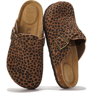 image:imageProject Cloud 100 Genuine Leather Slipons Footbed Clogs for Women SandalsDark Brown Leopard