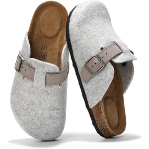 image:imageProject Cloud 100 Genuine Leather Slipons Footbed Clogs for Women SandalsLight Grey Wool
