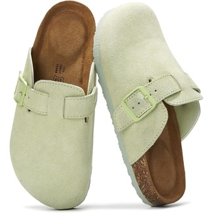 image:imageProject Cloud 100 Genuine Leather Slipons Footbed Clogs for Women SandalsSage Suede