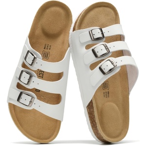 image:imageProject Cloud 100 Genuine Leather Summer Slide Sandals for Women CapriWhite Leather