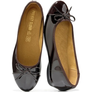 image:imageProject Cloud Ballet Flats for Women  Genuine Leather Insole Womens FlatsDark Chocolate Patent  Ashley