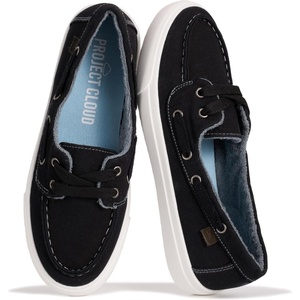 image:imageProject Cloud Canvas Sneakers for Women Memory Foam Slip On SeasaltBlack Canvas
