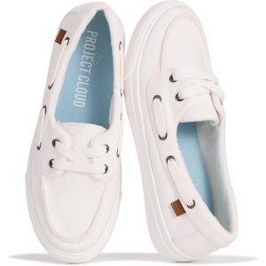 image:imageProject Cloud Canvas Sneakers for Women Memory Foam Slip On SeasaltWhite
