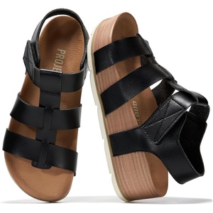 image:imageProject Cloud Platform Sandals for Women Strappy Wedges Plush Insole 2026Phased  Black