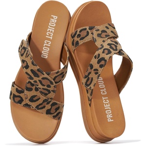 image:imageProject Cloud Wedge Sandals for Women Plush Insole Strappy Sandals 2026Leopard