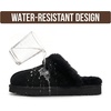 image:image100 Genuine Leather Womens Natural FurLined Clog Slippers for WomenBlack