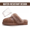 image:image100 Genuine Leather Womens Natural FurLined Clog Slippers for WomenCamel Suede