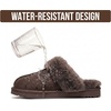 image:image100 Genuine Leather Womens Natural FurLined Clog Slippers for WomenChocolate