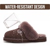 image:image100 Genuine Leather Womens Natural FurLined Clog Slippers for WomenChocolate Brown