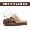 image:image100 Genuine Leather Womens Natural FurLined Clog Slippers for WomenDark Brown Leopard Suede
