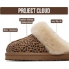 image:image100 Genuine Leather Womens Natural FurLined Clog Slippers for WomenDark Brown Leopard Suede
