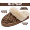 image:image100 Genuine Leather Womens Natural FurLined Clog Slippers for WomenDark Brown Leopard Suede