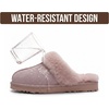 image:image100 Genuine Leather Womens Natural FurLined Clog Slippers for WomenDusty Pink Suede
