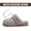 image:image100 Genuine Leather Womens Natural FurLined Clog Slippers for WomenGrey