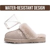 image:image100 Genuine Leather Womens Natural FurLined Clog Slippers for WomenSand Suede