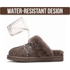image:image100 Genuine Leather Womens Natural FurLined Clog Slippers for WomenTaupe