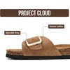 image:imageProject Cloud 100 Genuine Leather Sandals Women Comfortable Womens SlidesIbiza  Chestnut Suede