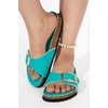 image:imageProject Cloud 100 Genuine Leather Sandals Women Comfortable Womens SlidesMykonos  Aqua