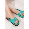image:imageProject Cloud 100 Genuine Leather Sandals Women Comfortable Womens SlidesMykonos  Aqua