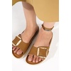 image:imageProject Cloud 100 Genuine Leather Sandals Women Comfortable Womens SlidesMykonos  Cognac