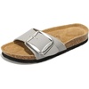 image:imageProject Cloud 100 Genuine Leather Sandals Women Comfortable Womens SlidesMykonos  Grey