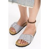 image:imageProject Cloud 100 Genuine Leather Sandals Women Comfortable Womens SlidesMykonos  Grey