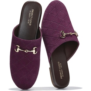 image:image100 Genuine Leather Mules for Women  Stylish Womens FlatsEggplant Suede