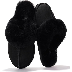 image:image100 Genuine Leather Womens Natural FurLined Clog Slippers for WomenScuffblack