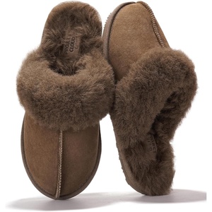 image:image100 Genuine Leather Womens Natural FurLined Clog Slippers for WomenScufftaupe