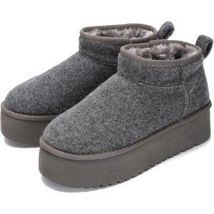 image:imageProject Cloud 100 Genuine Leather Platform Ankle Boots for WomenDark Grey Flannel